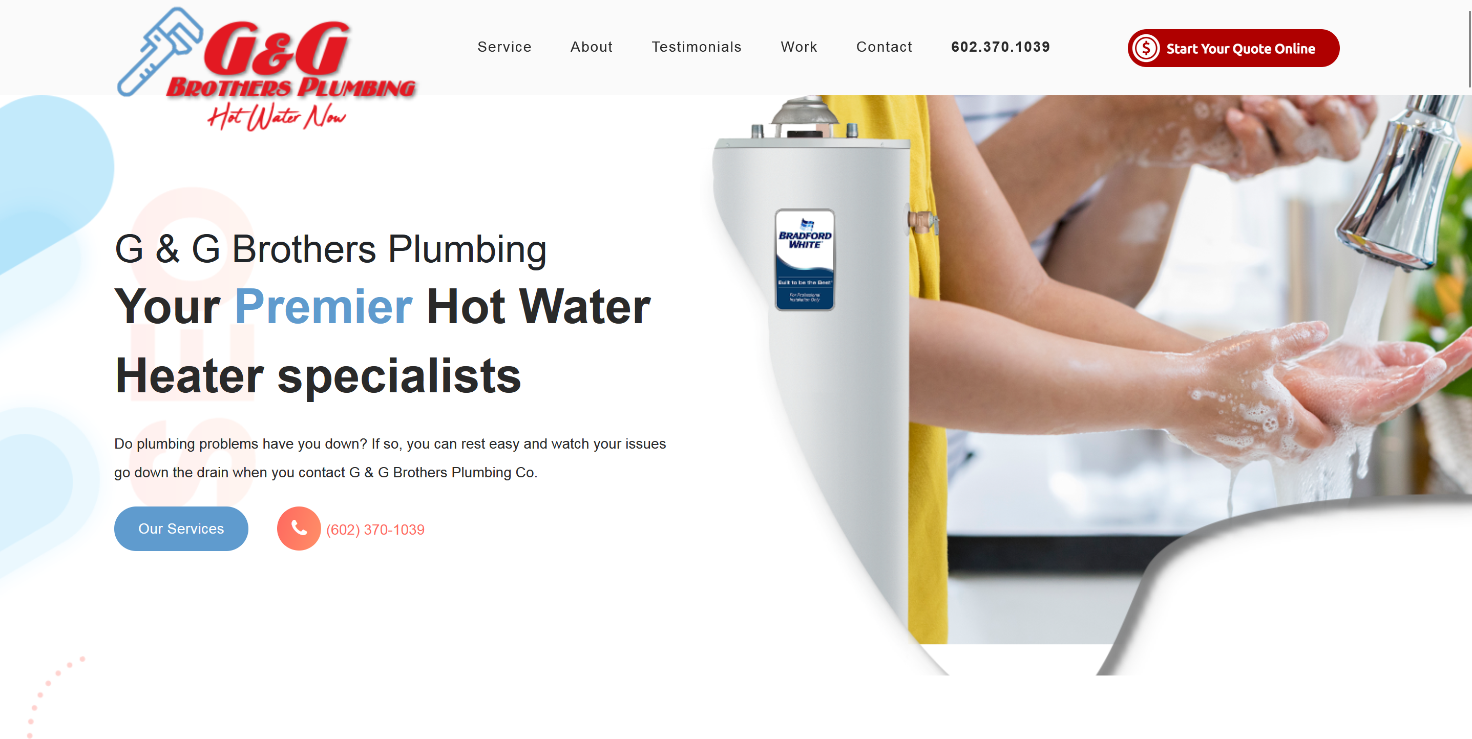 Plumbing company website design example